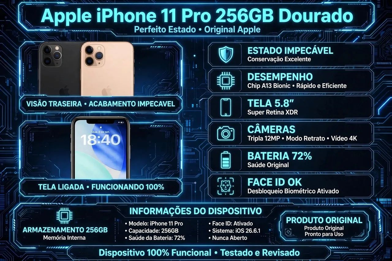 iPhone 11 Pro 256GB Face ID○ バッテリー77% Iphone 11 pro 256Gb - Celulares e Smartphones - Jardim Rio Branco