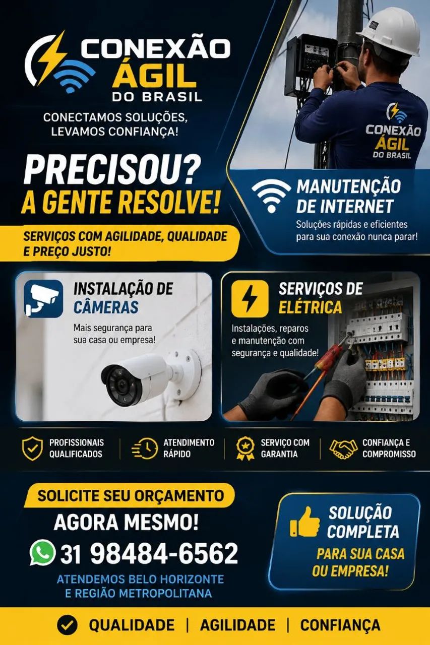 Serviços internet, câmera, elétrica