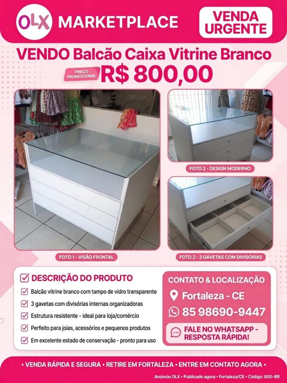 Expositor com gavetas 