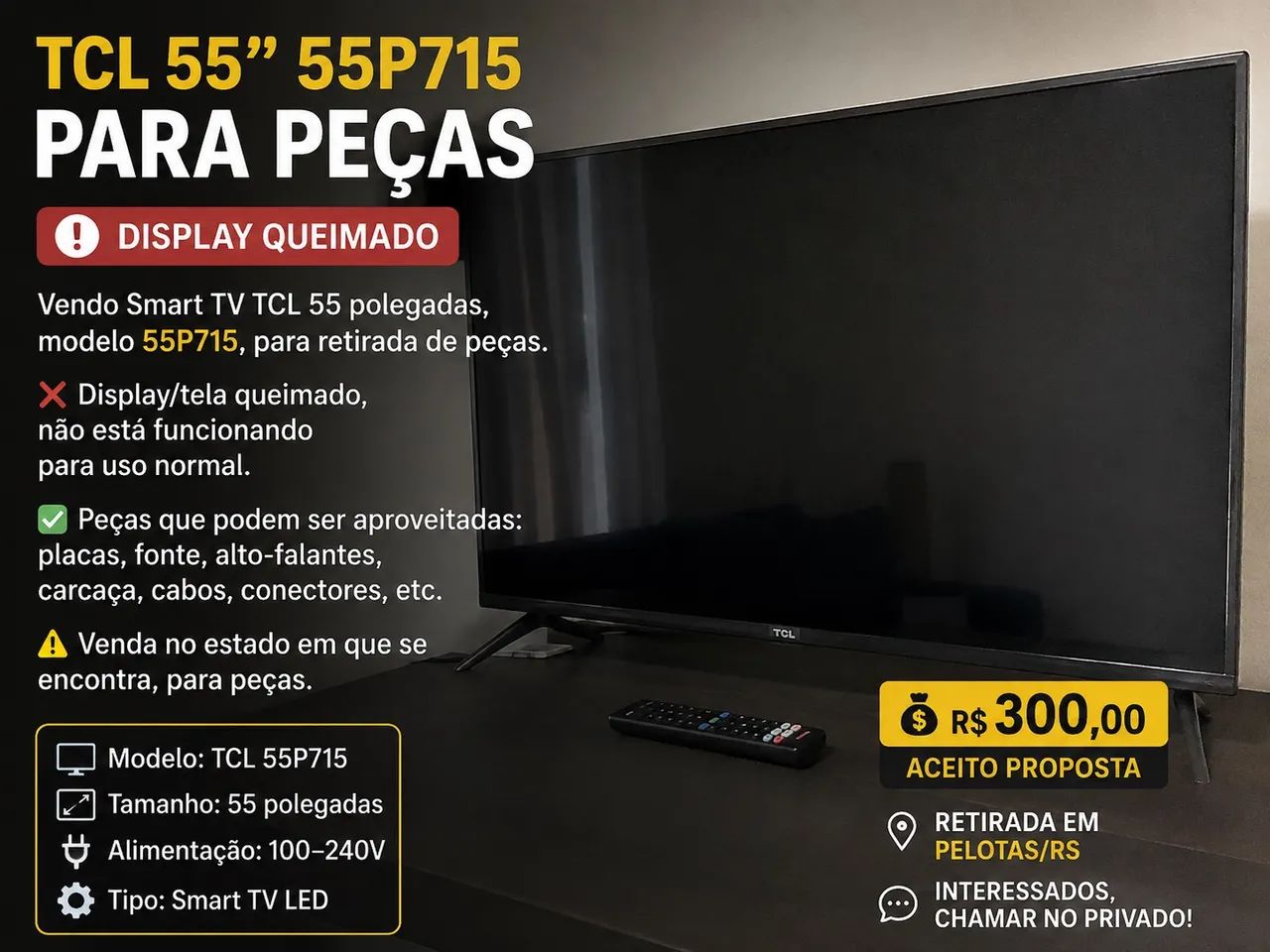 Para retirada de peças