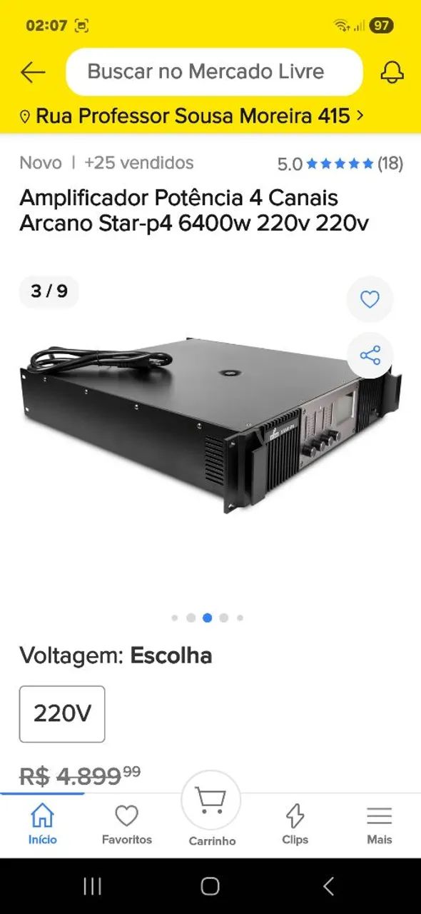 Amplificador de potência 4 canais arcano star-p4 6400 wats rms 220V  - Foto 5