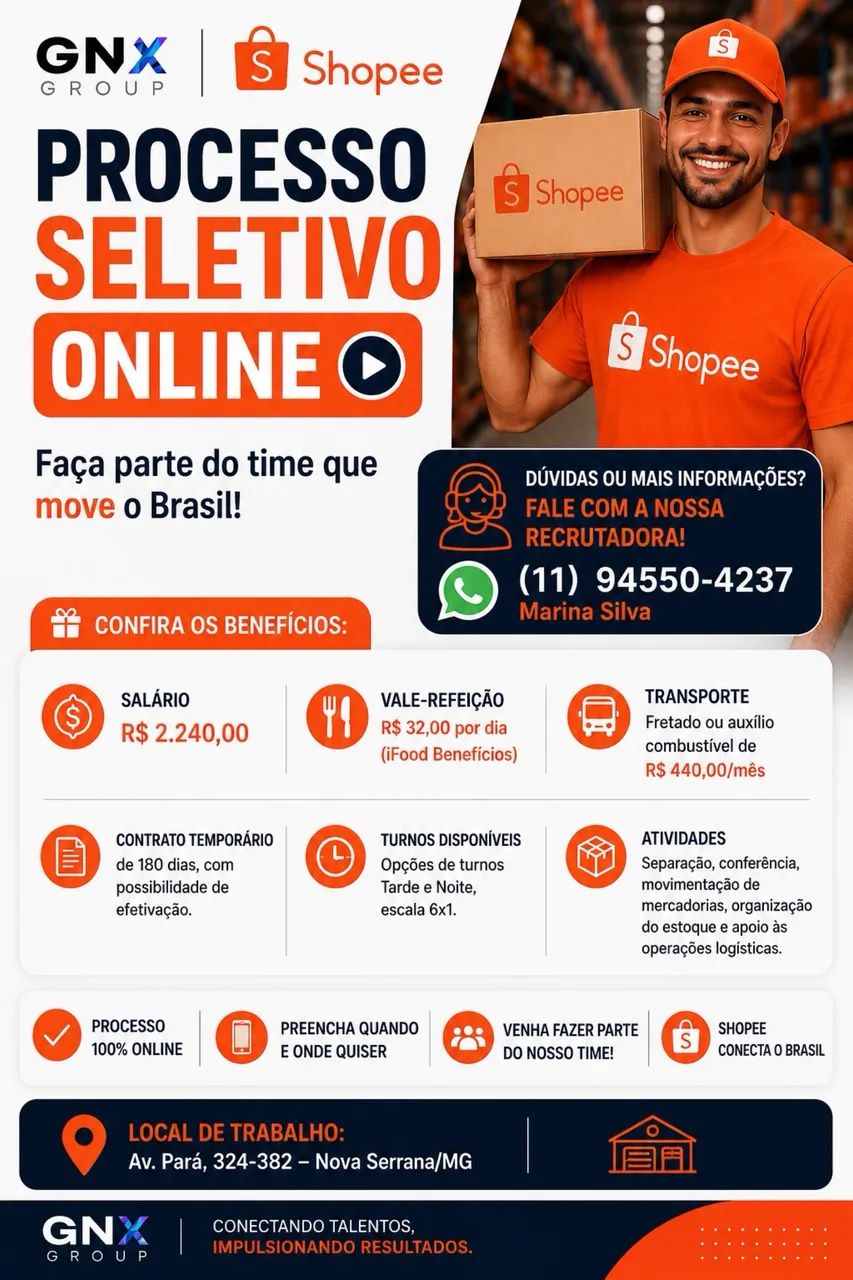 Auxiliar de logística - Nova Serrana MG