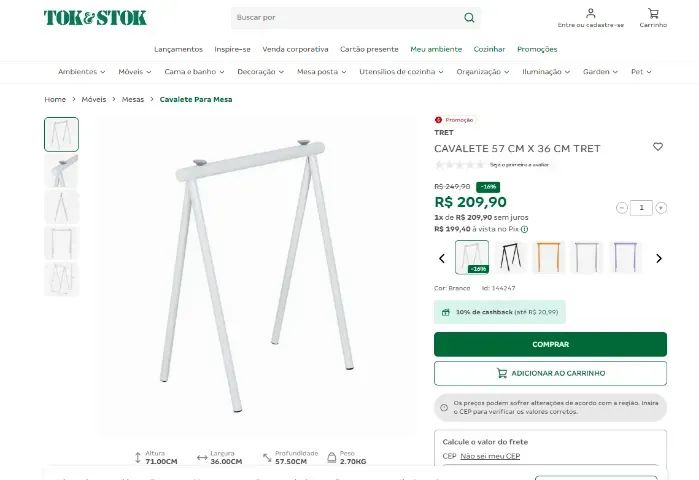 Mesa de Vidro com cavalete | Tok Stok - Foto 4