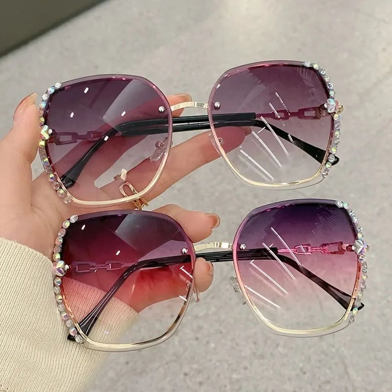 Óculo de sol feminino Luxo aro oversized - Foto 4