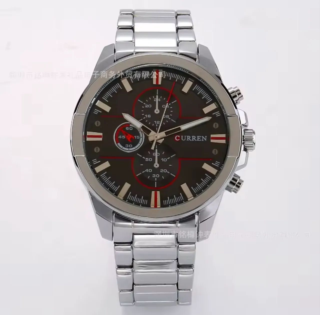 Relógio curren masculino original novo com colador de pulseira e brinde