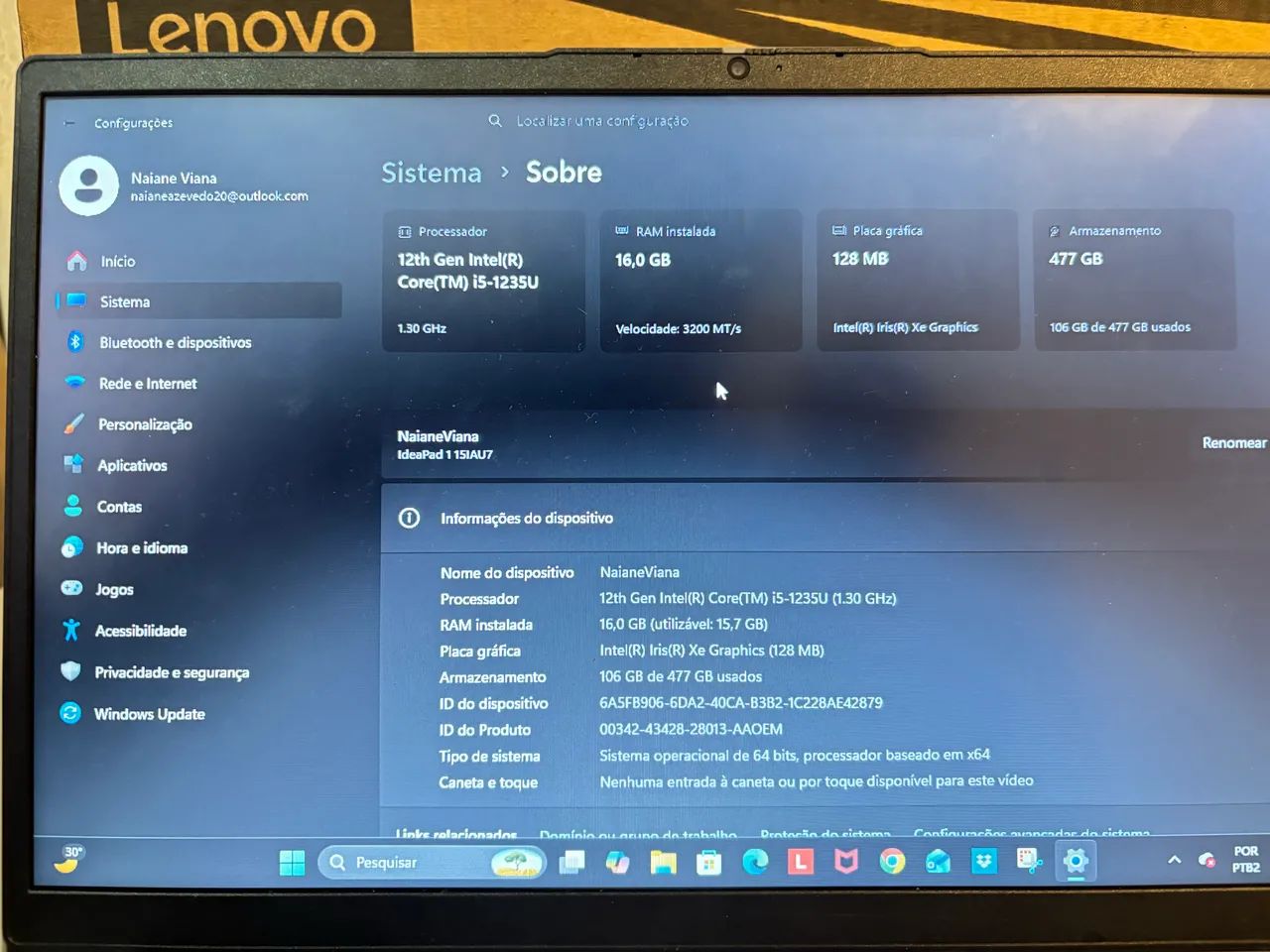 Vendo notebook Lenovo - somente venda  - Foto 2