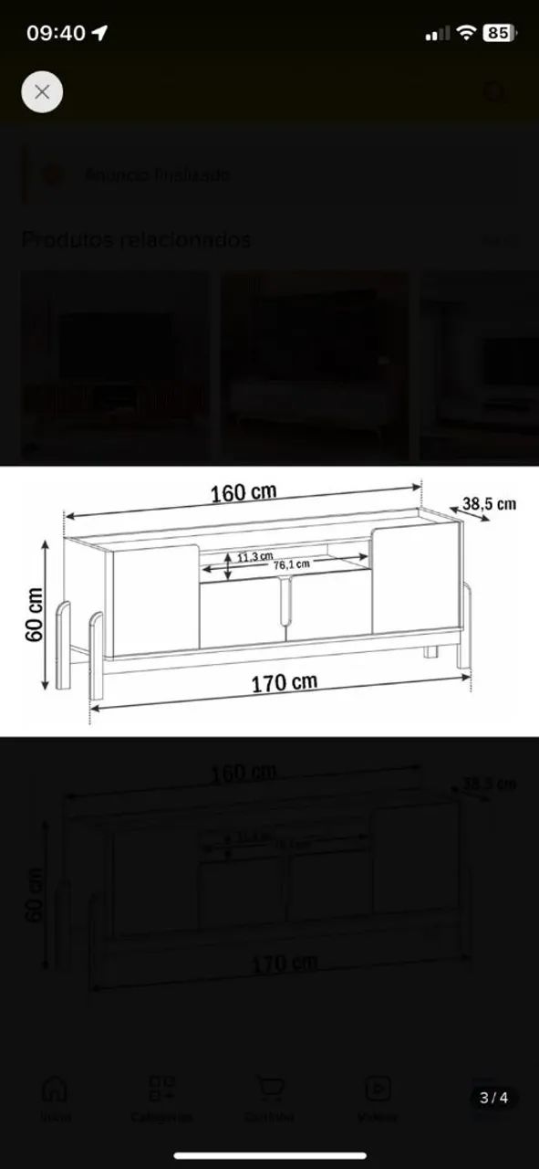 Rack Para Tv Até 60 Polegadas Lizz 4 Portas Off White/cedro Cor Bege - Foto 2