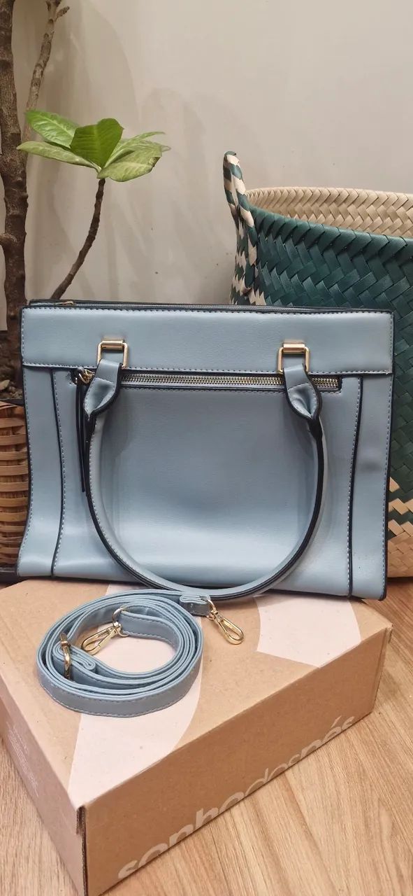 Bolsa feminina Alça Ombro e de Mão/ Azul  - Foto 3