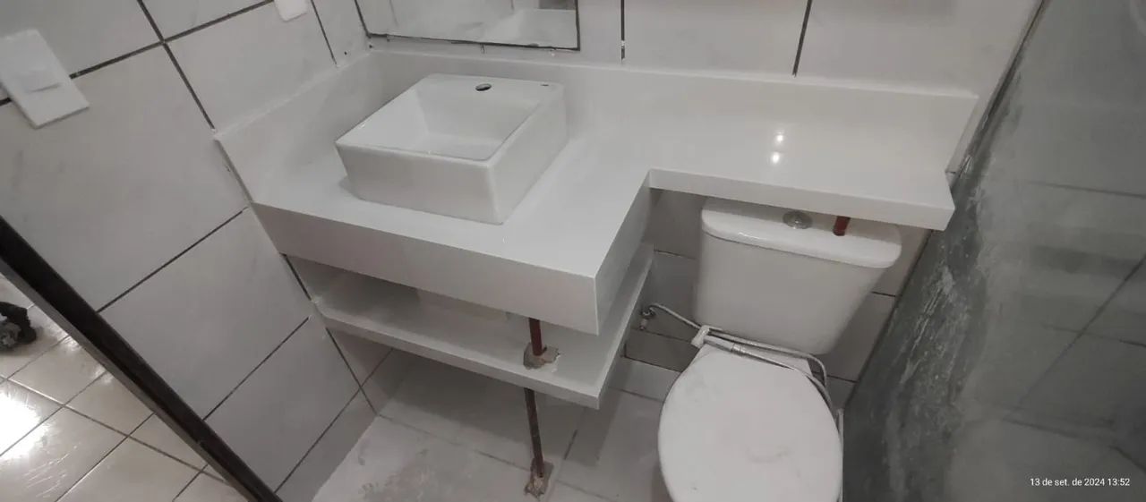 Bancada de banheiro quartzo branco 