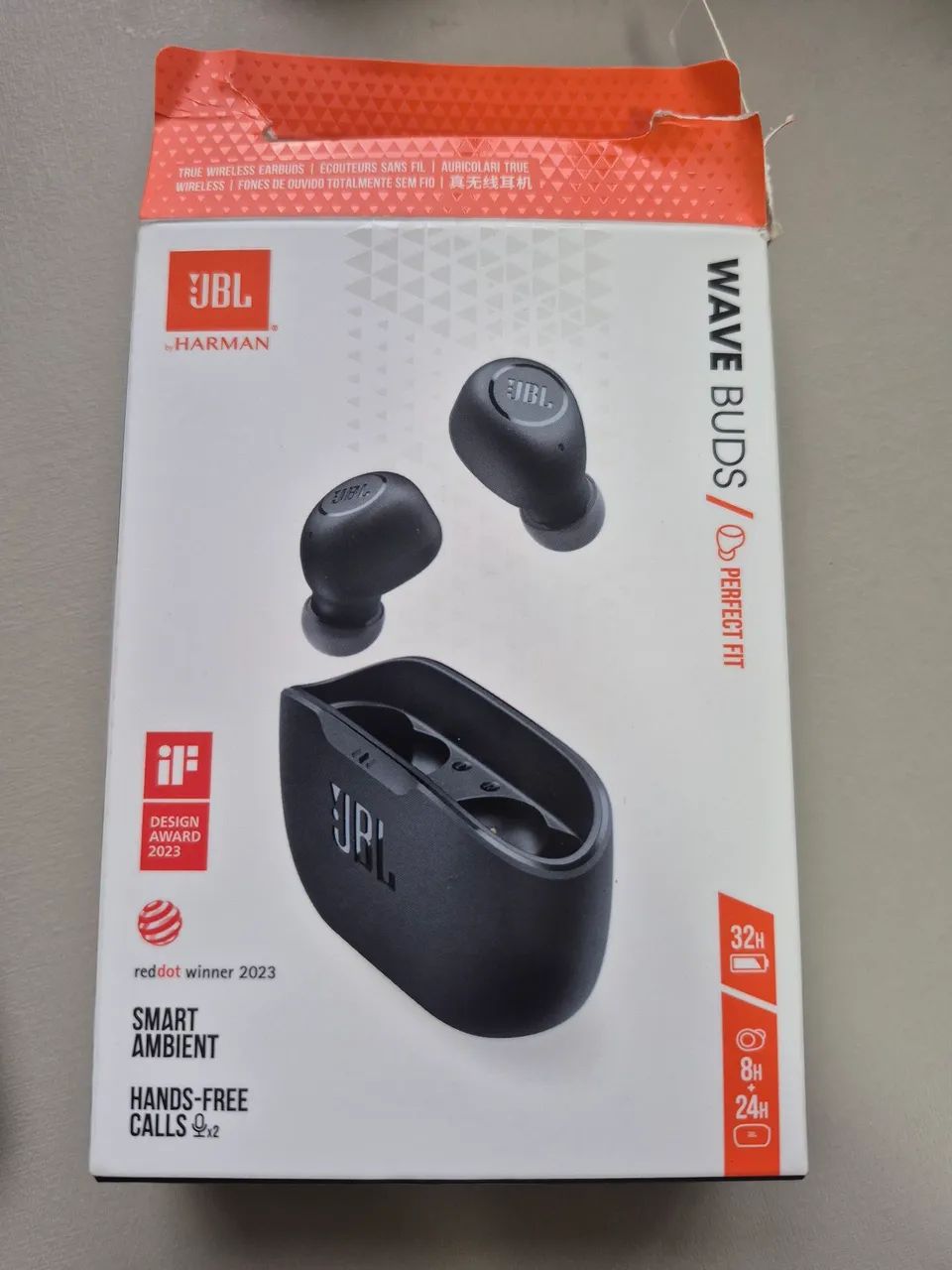 Fone Bluetooth JBL Wave Buds Preto - Completo na Caixa (Importado)