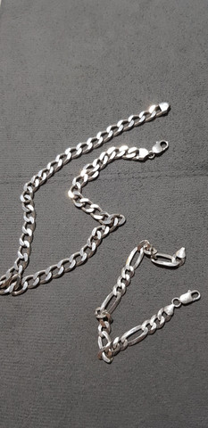 Pulseira e corrente de prata 86gm - Foto 2