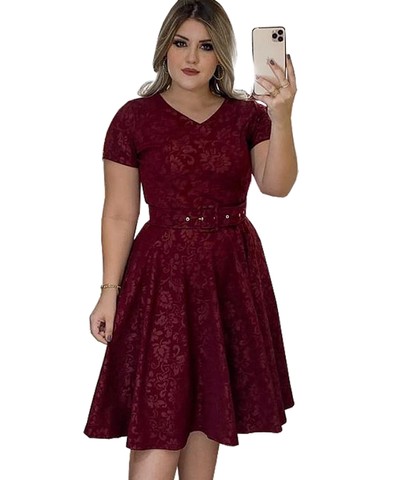 Vestido Midi Godê Moda Evangélica Jacquard 3D