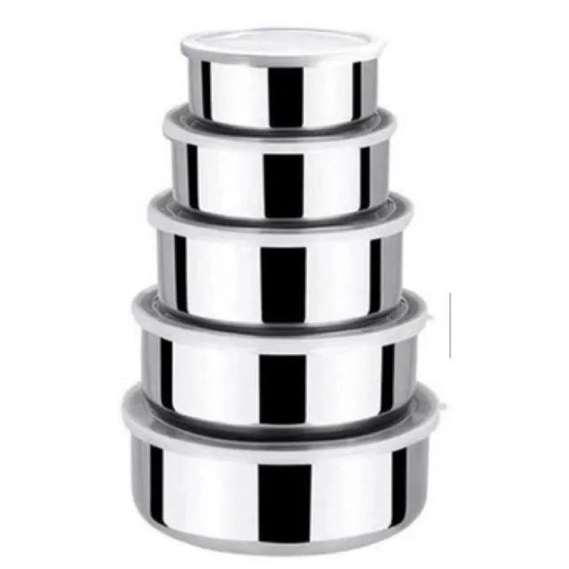 Jogo Kit de 5 Potes Aço INOX Reforçado com Tampa Silicone Hermético Redondo - La Cuisine - Foto 2