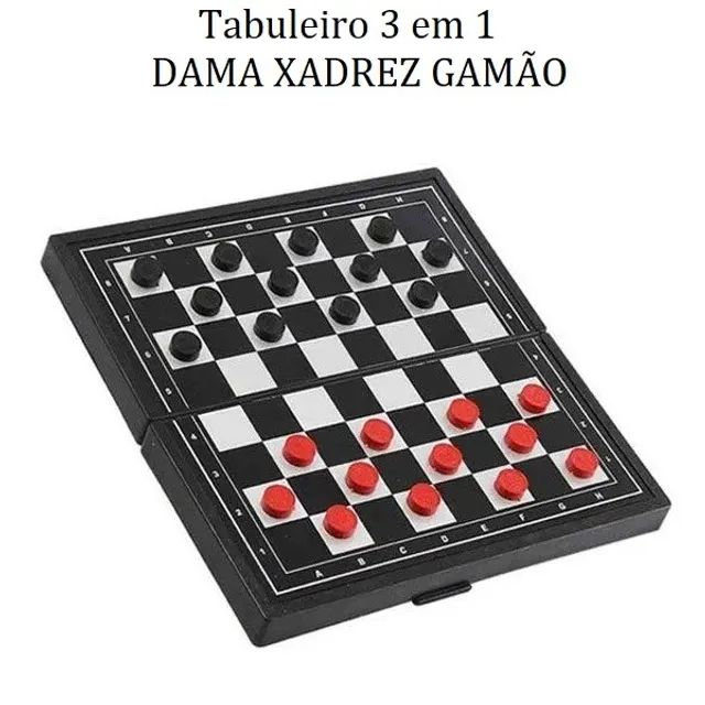 Jogo de Xadrez, Damas e Gamão 3 em 1 - Jogo de Tabuleiro Três Em