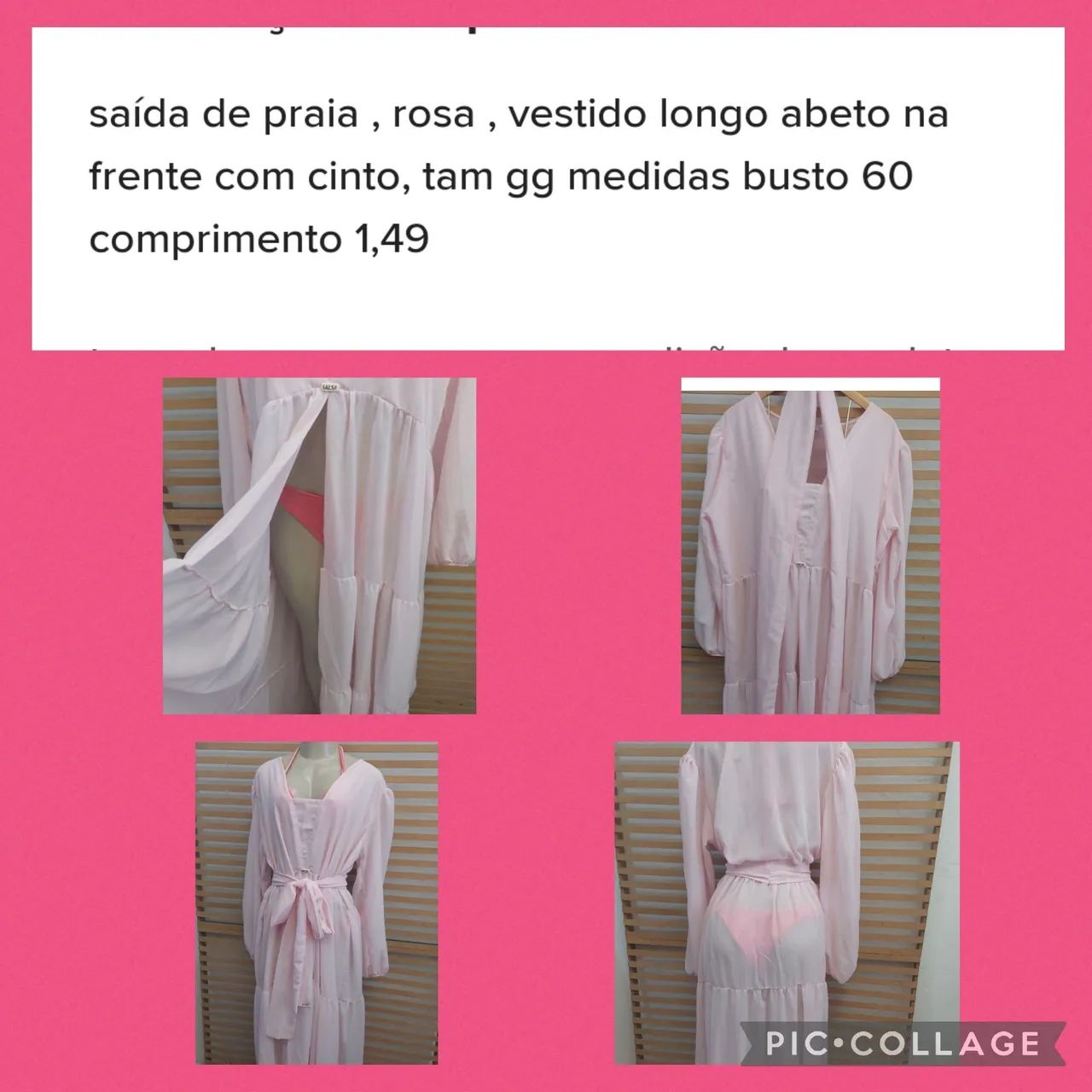 Saída de Praia Rosa GG - Vestido Longo