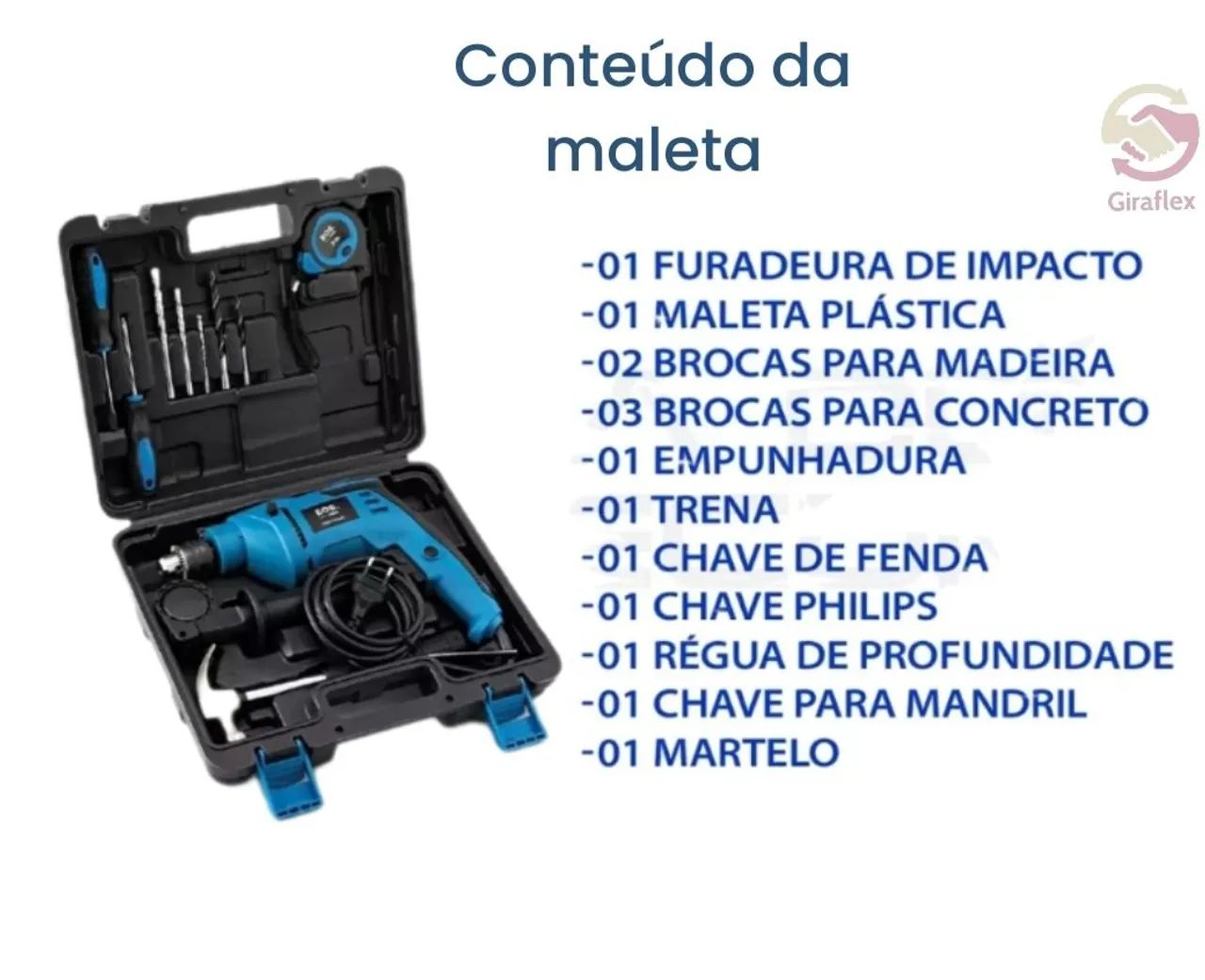 Furadeira/Parafusadeira de impacto 650W 127V Com Maleta e acessórios  - Foto 4