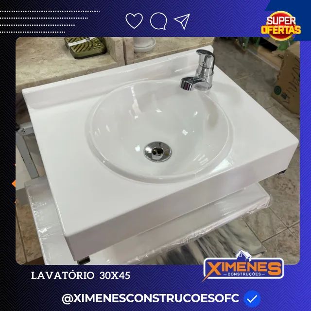 lavatorio embutido marmore sintetico 30x45 pia para banheiro - Foto 5