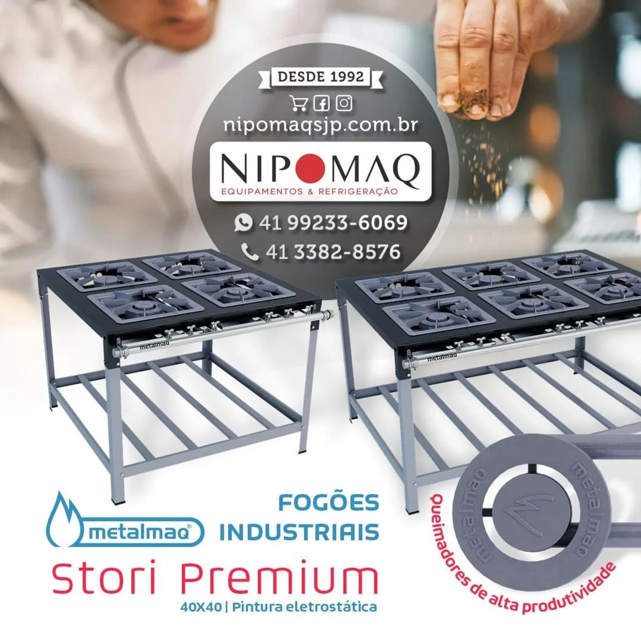 FOGÃO 2 BOCAS DE MESA 1QS 1QD STORI PREMIUM M2 40X40 - METALMAQ - Foto 6