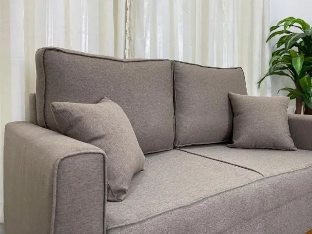 Sofá 2 lugares Slim 1.40m Linho Marrom Até 12x S/ Juros  - Foto 2