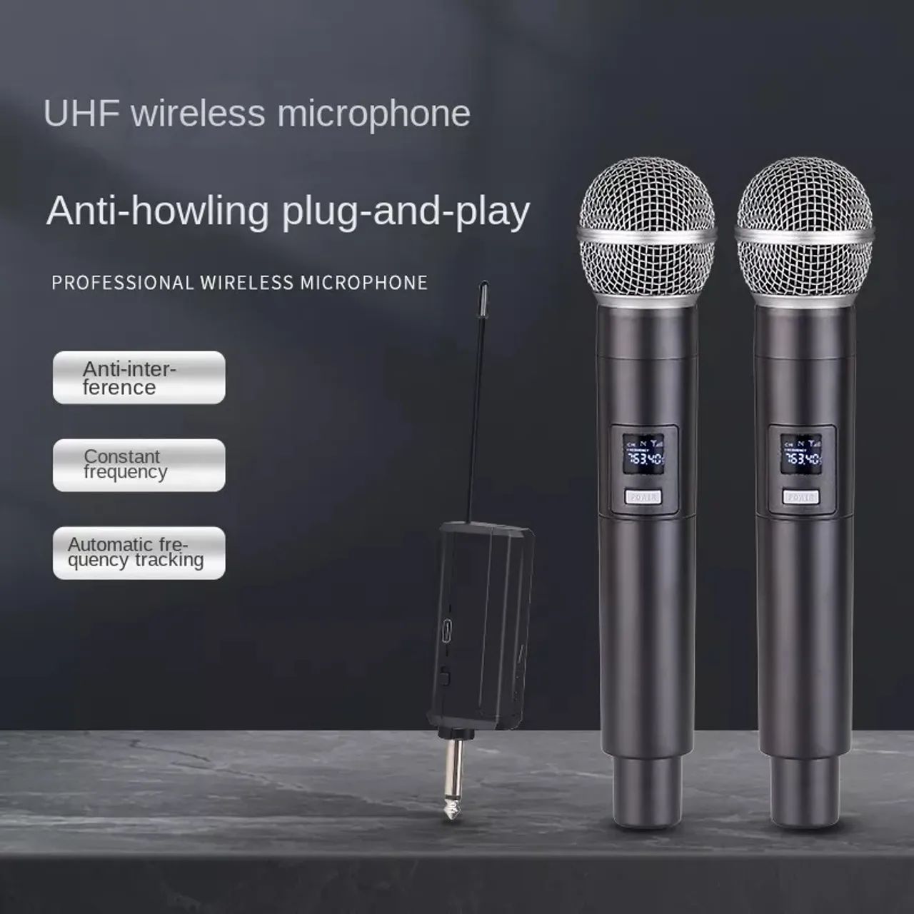 Microfone Sem Fio Duplo para Karaoke e Palestras