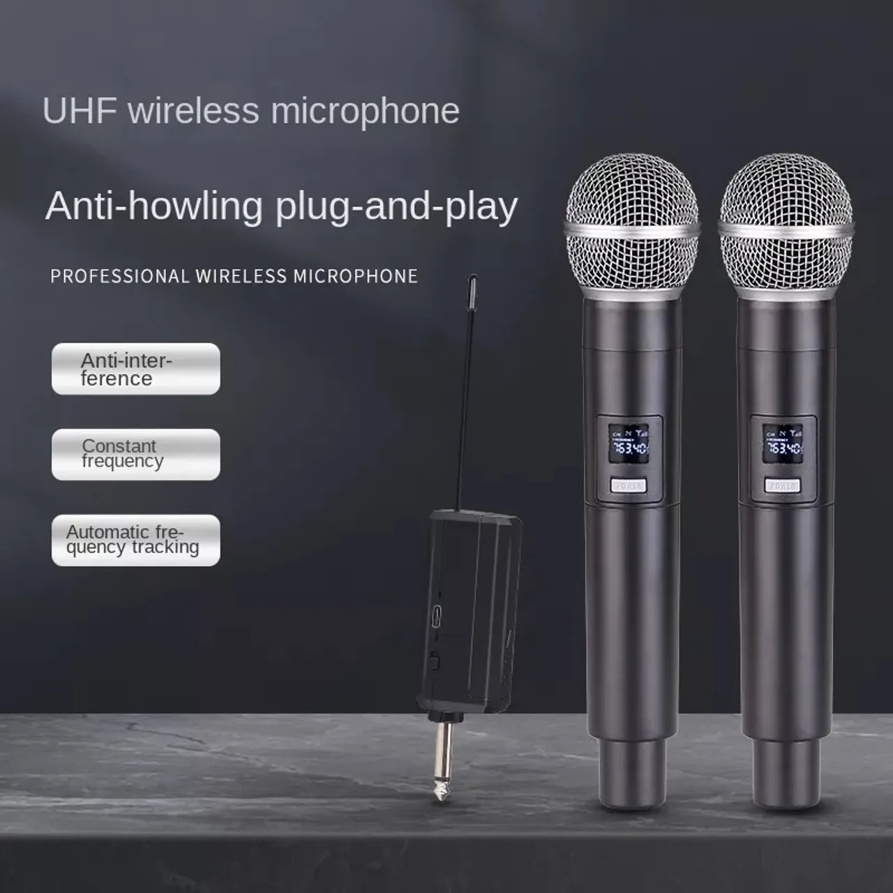 Microfone Sem Fio Duplo para Karaoke e Palestras