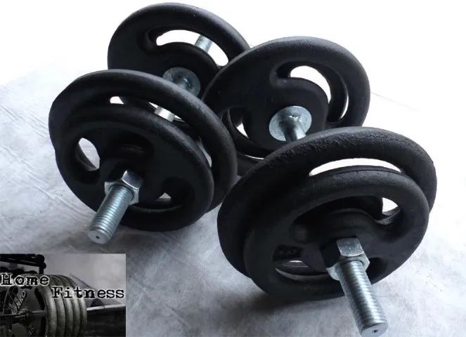 Kit treino 20 kilos de Anilhas e duas barras maciças 
