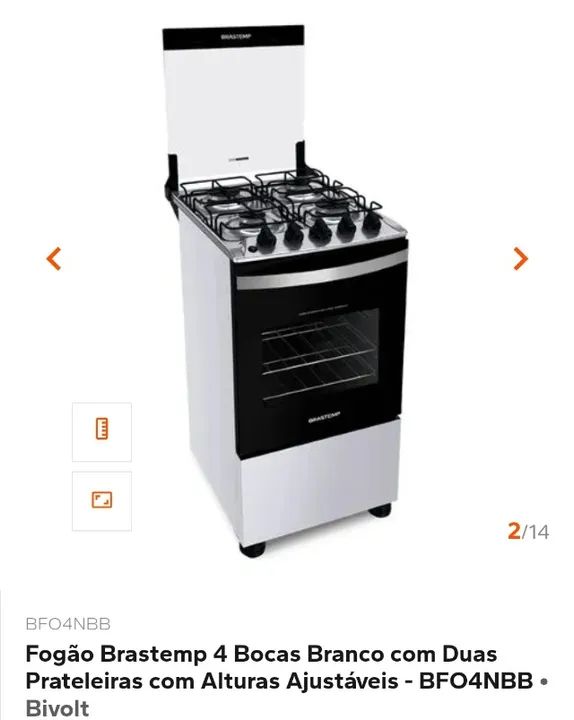 Fogão Brastemp 4 Bocas Branco com Duas Prateleiras com Alturas Ajustáveis - BFO4NBB - Foto 2