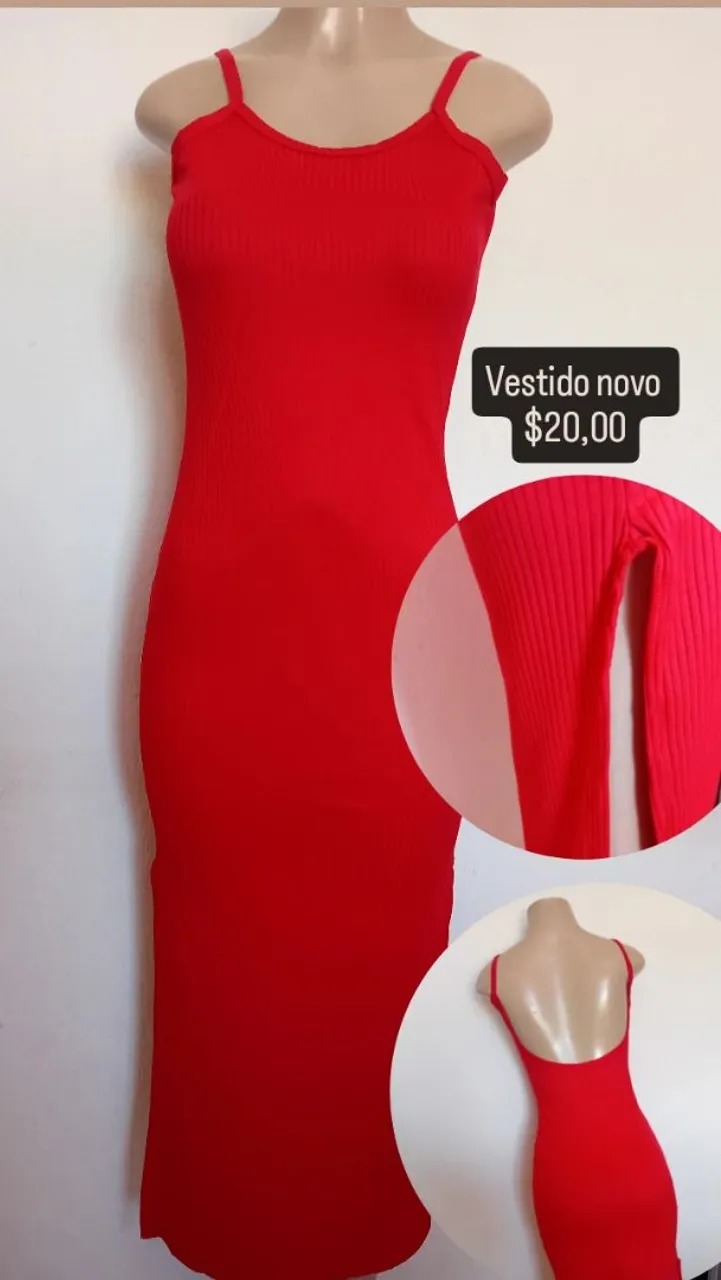 Vestido vermelho novo com fenda