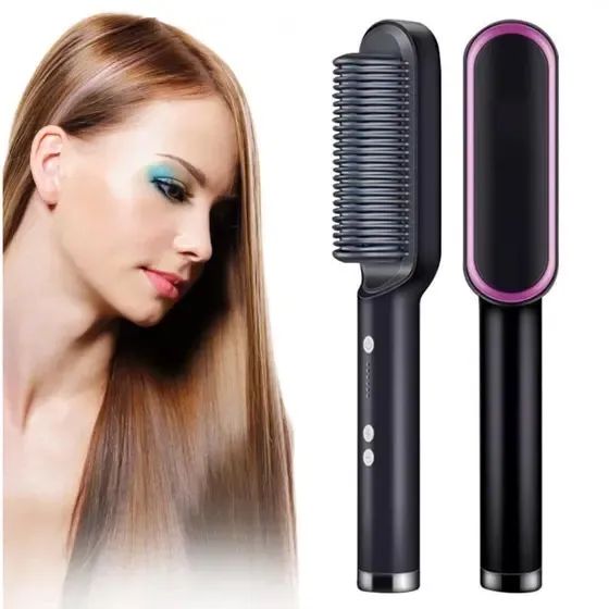 Escova Alisadora 3 em 1 Hair Alisa Seca Hidrata Bivolt - Foto 3