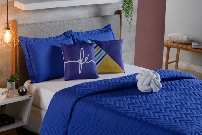 Cobre Leito Cama Casal Azul Turquesa - Foto 2