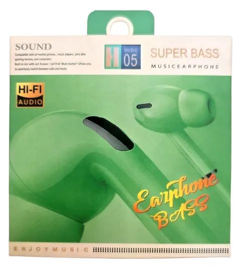 Fone de ouvido Super Bass (verde) áudio de alta fidelidade (hi-fi) som estéreo (P2)