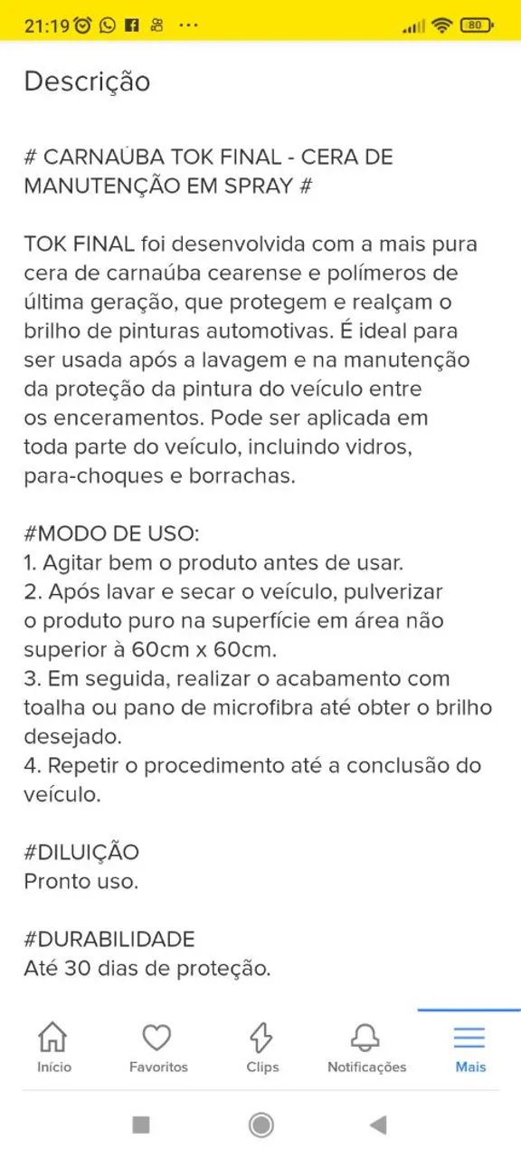 Cera Líquida para Carros Tok Final Vonix - 500ml - Foto 5