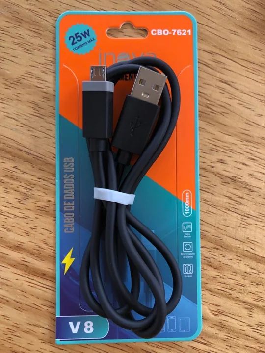 Cabo USB V8 e Tipo C 1 Metro - 25W - Inova - Foto 2