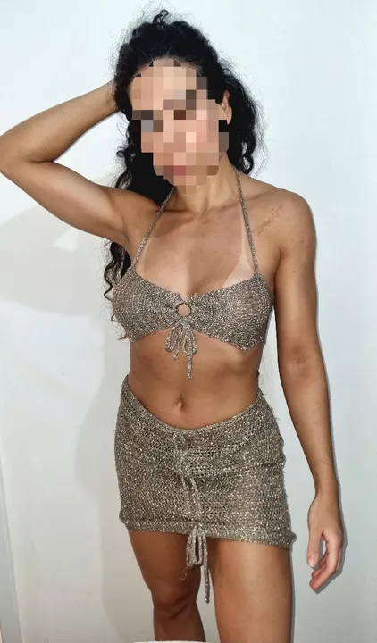 Conjunto em crochê na cor cáqui tamanho M