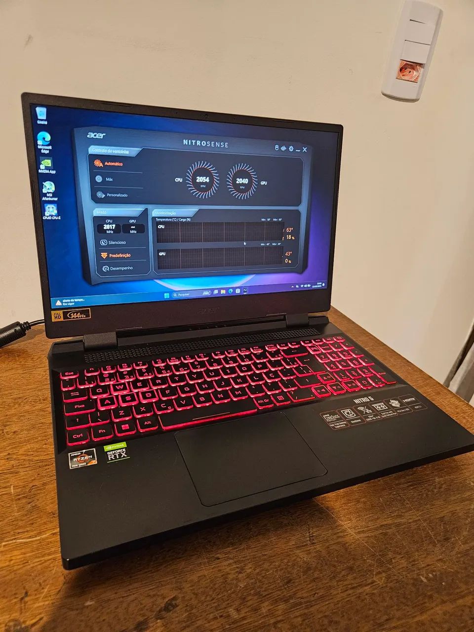 Notebook Gamer Acer nitro 5 rtx 3050 e 16gb Ddr5 com garantia!