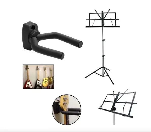 Kit Musical Suporte Para Violão E Estante Tripé Partitura