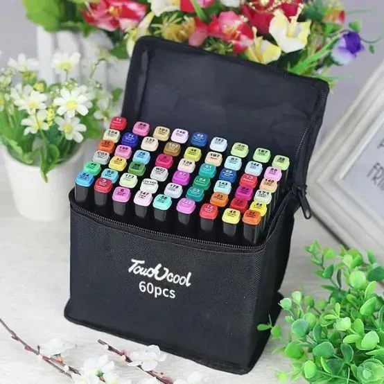 Kit 60 Canetinhas Ponta Dupla Coloridas