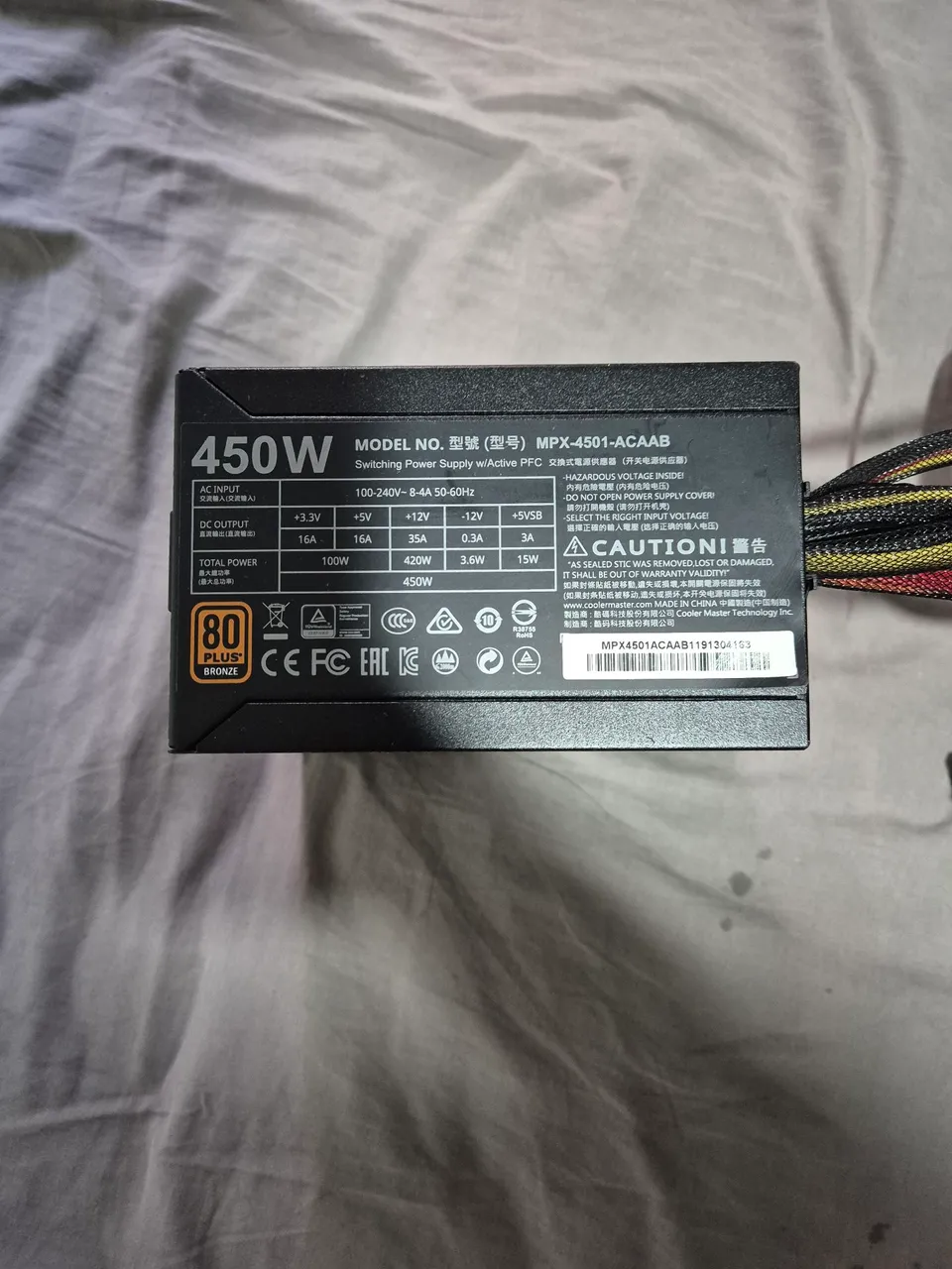 Fonte 450w cooler master 80 Plus Bronze