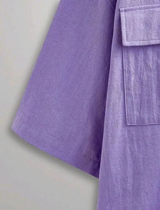 Camisa Masculina Oversized Manga Curta Lilás - Foto 3