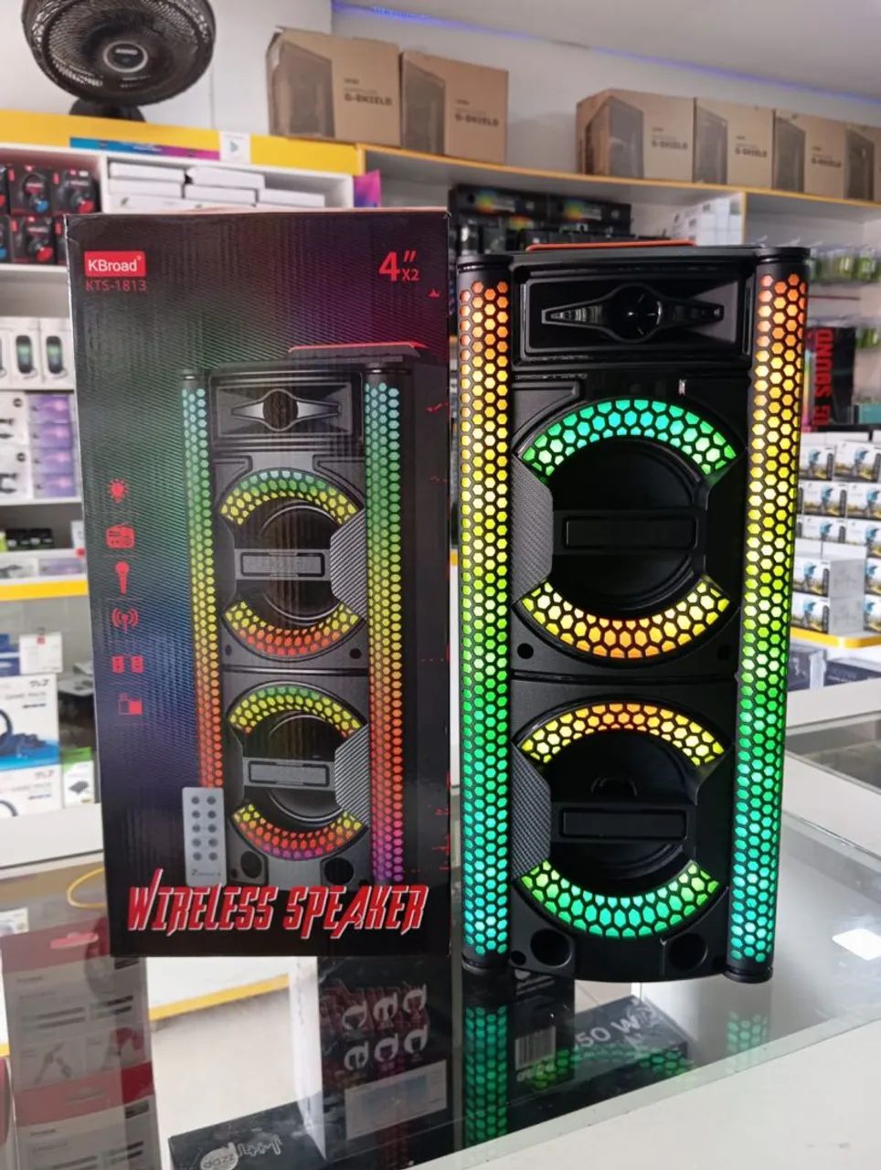 Caixa de Som Bluetooth Wireless 4 Polegadas com Luzes LED