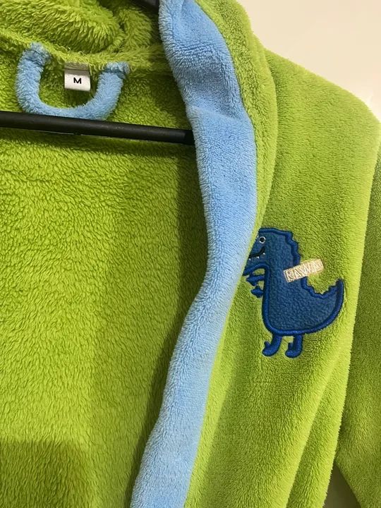 Roupão de Banho Infantil Dinossauro Verde Tamanho M