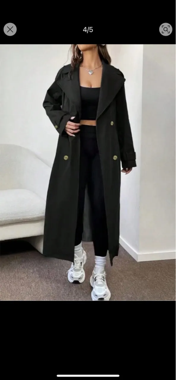 Casaco Trench Coat Feminino Preto