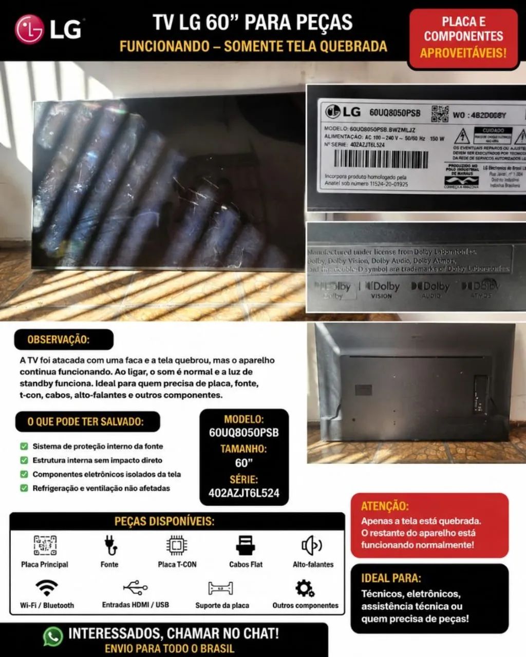 Tv LG 60 polegadas 4k para retirada de peças  - Foto 3
