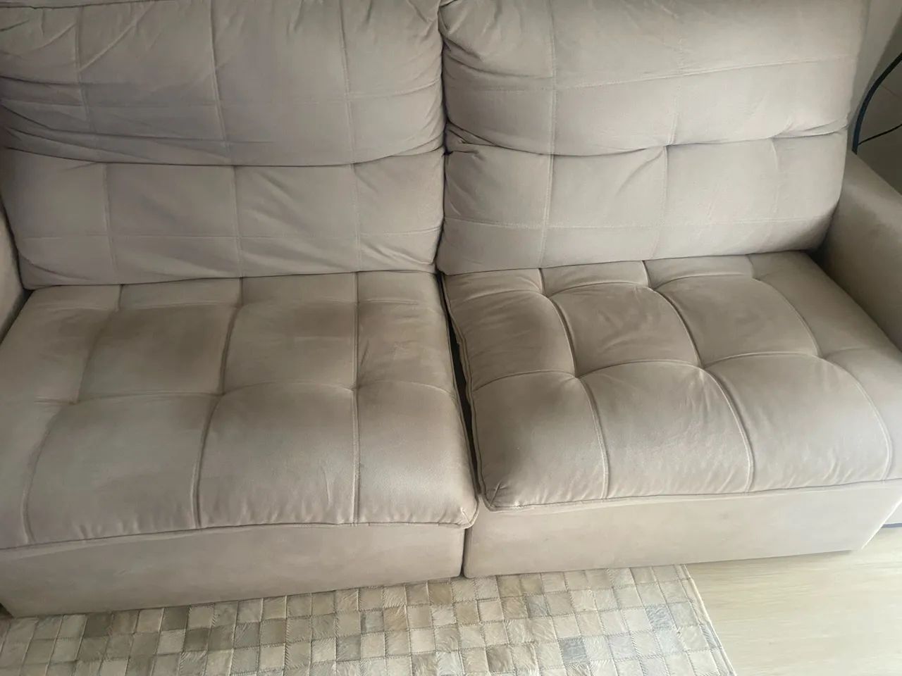 Sofá retrátil e reclinável 3 lugares de suede 