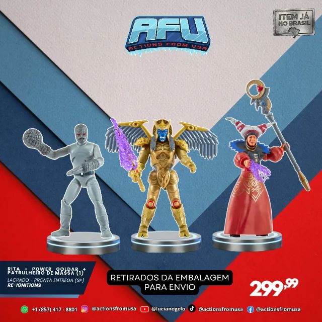 Rita Repulsa + Power Goldar + Patrulheiro D Power Rangers Re-Ignition playmaths 