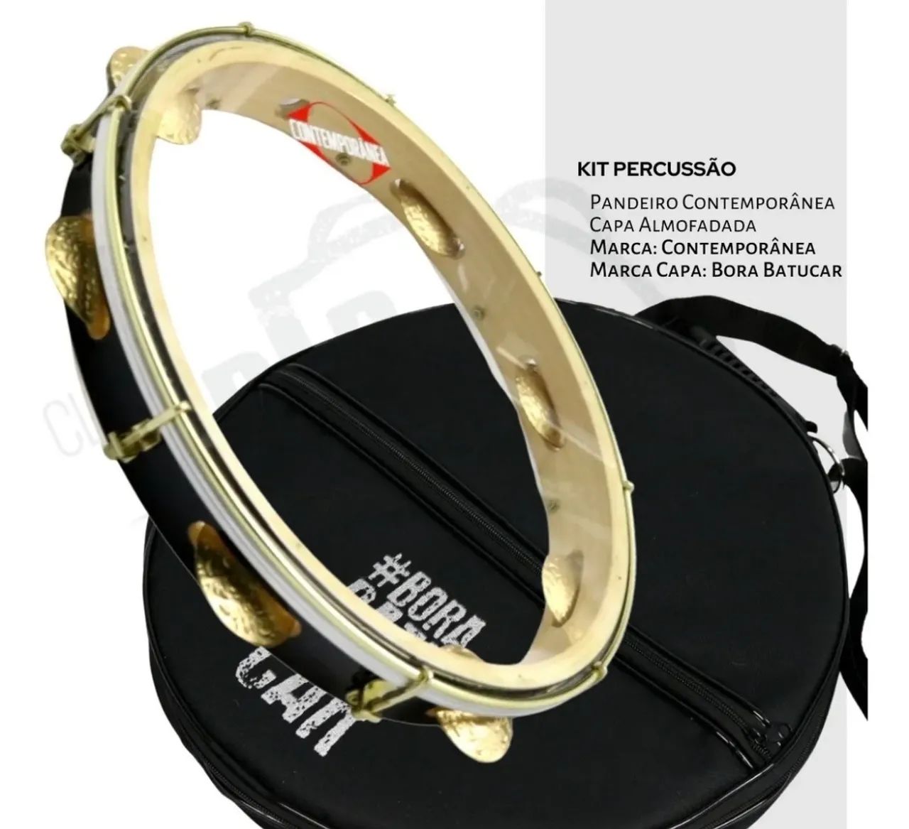 Pandeiro Contemporânea 12 Pro Super Leve + Capa Oferta Preto - Foto 2