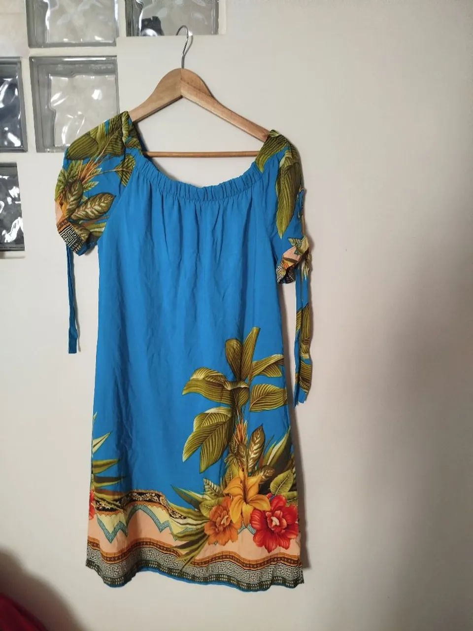 Vestido em viscose com estampa 