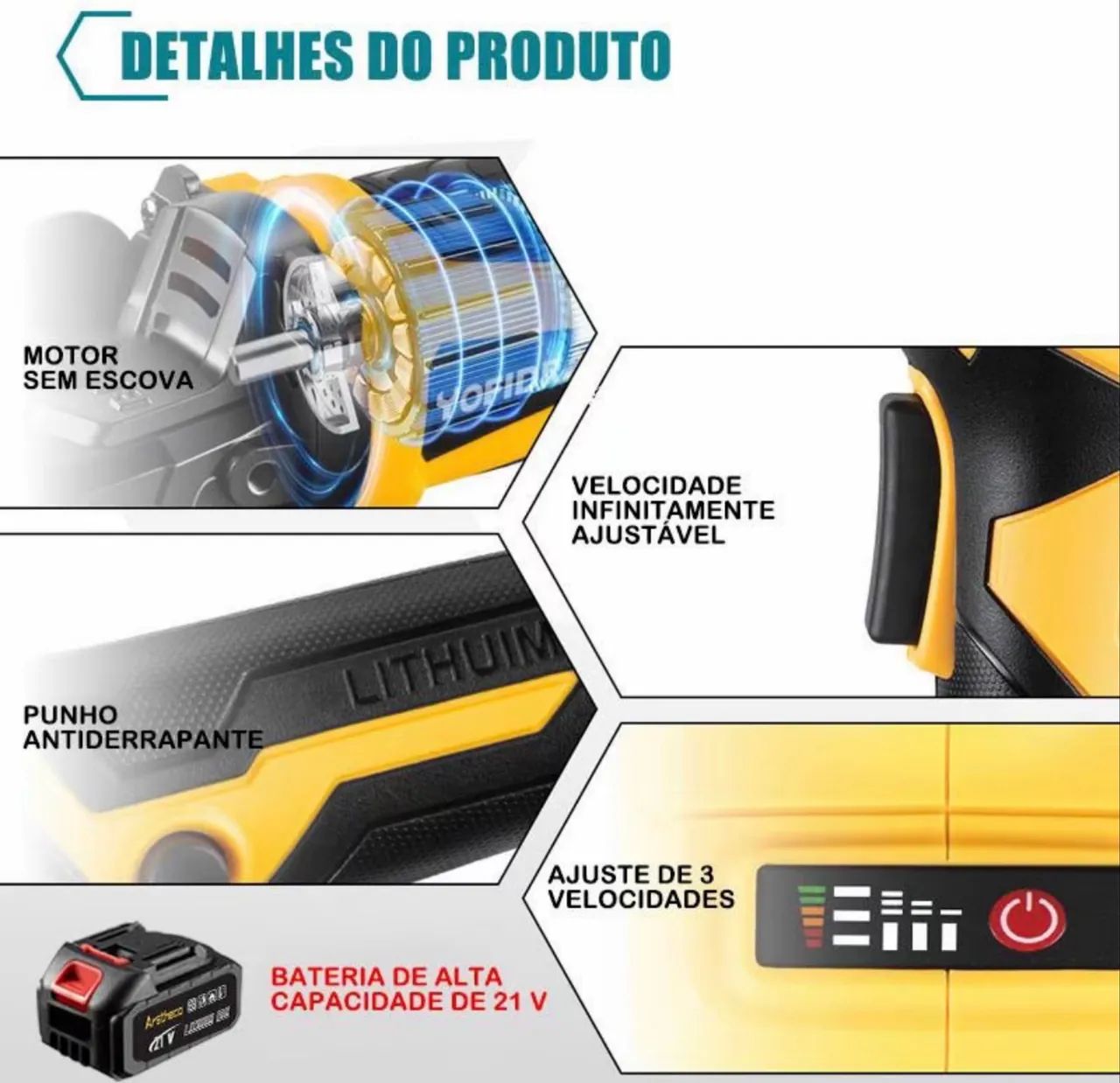 Arstheco-Esmerilhadeira Angular Sem Fio 115m - Foto 3