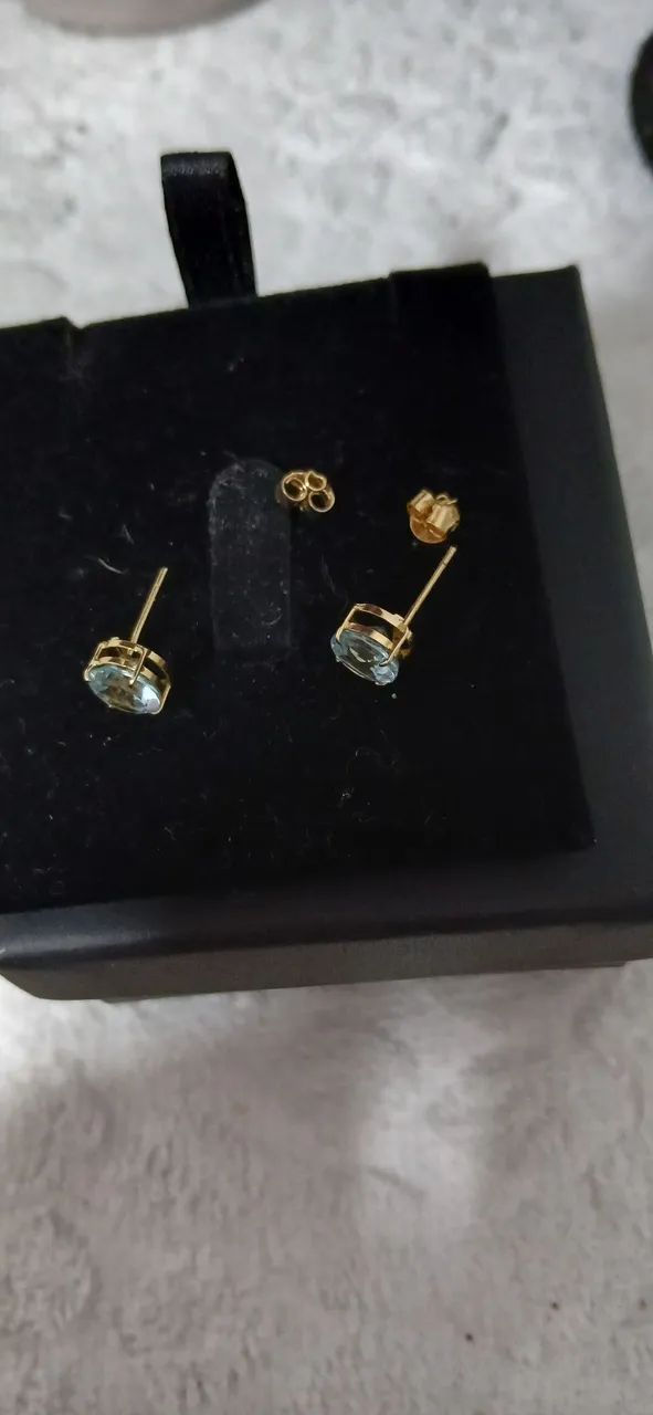Brinco de ouro com topázio sky natutal  - Foto 4