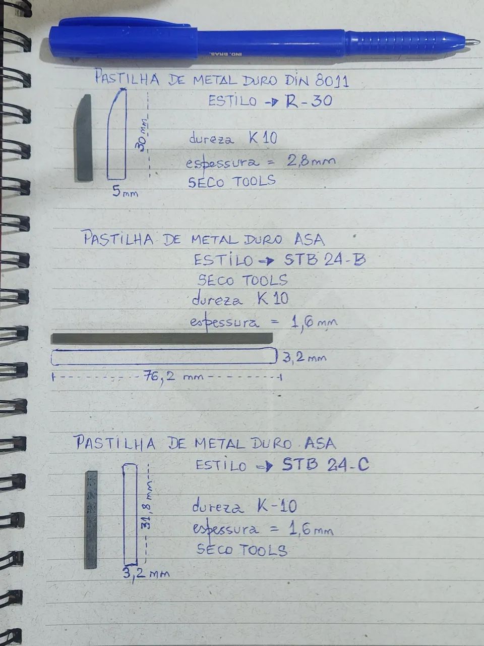 Pastilhas de metal duro 